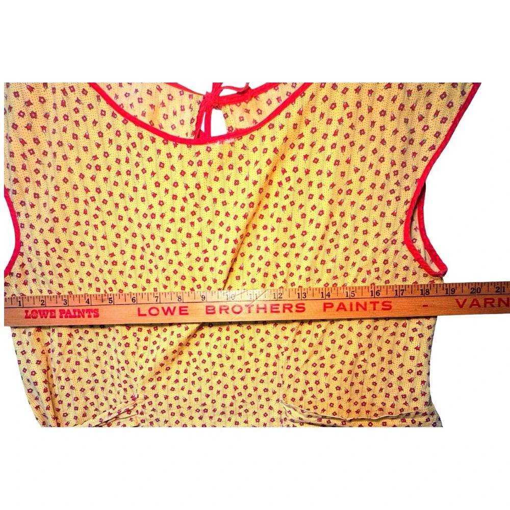 1940s Wrap Apron Vintage Hooverette Yellow & Red Floral WWII Era Retro Farmhouse